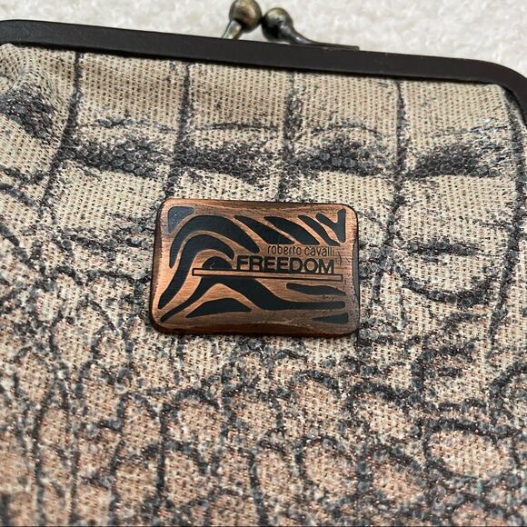 Roberto Cavalli Animal Print Coin Purse Clamshell Opening Kiss Lock Closure - Picture 6 of 11